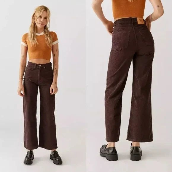 BDG Urban Outfitters High and Wide Corduroy Pants Brown Womens Size 24 Cotton - Picture 2 of 12